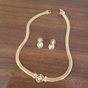 JNY gold plated serpentine necklace with earrings